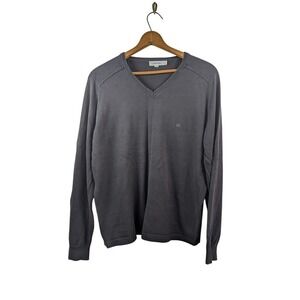 Calvin Klein Sweater Men's Size XL Minimalist Preppy Logo Pullover Cotton Office